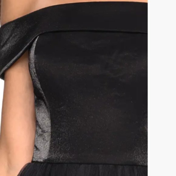 LA FEMME OFF THE SHOULDER BLACK EVENING TULLE GOWN sz 6 - Picture 3 of 4